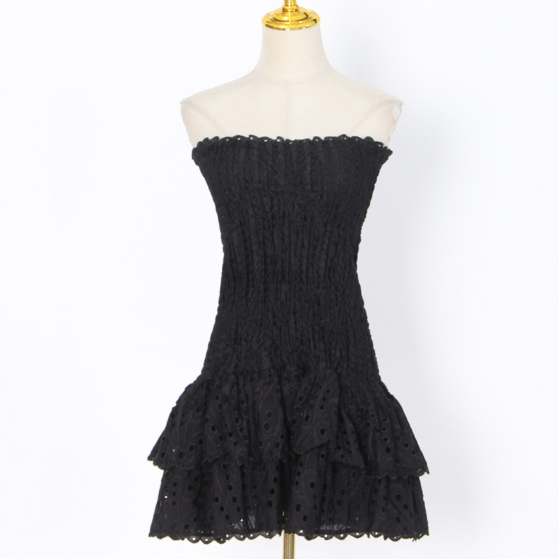 Strapless off shoulder embroidered embroidered short dress