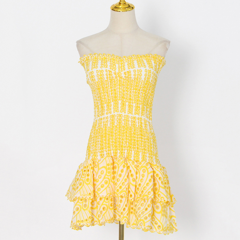 Strapless off shoulder embroidered embroidered short dress