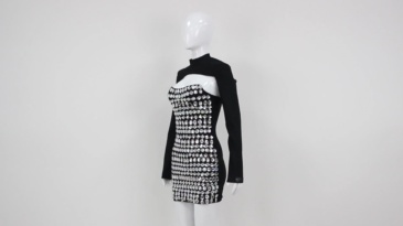 Fashion socialite temperament with diamond inlaid bra slim fit bandage dress set