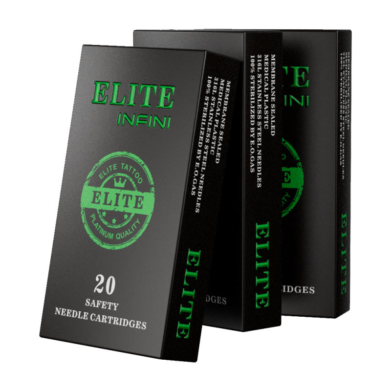 ELITE INFINI Needle Cartridges - Medium Taper Round Shaders 0.35mm