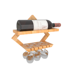 Hanging wine and goblet on square walls rack