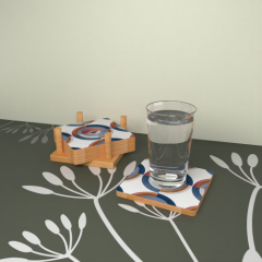Printed coaster set with storage base