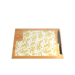 cheese board set with printing and knife