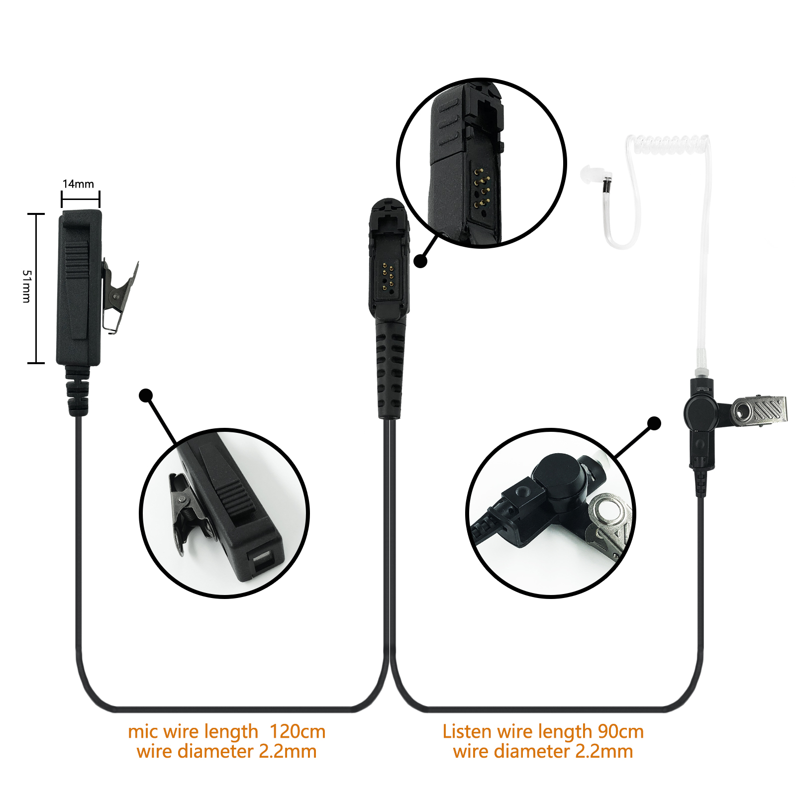 MT14 3000 Black Earpiece