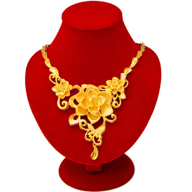 Placer Gold Camellia Necklace Women's Wedding Necklace