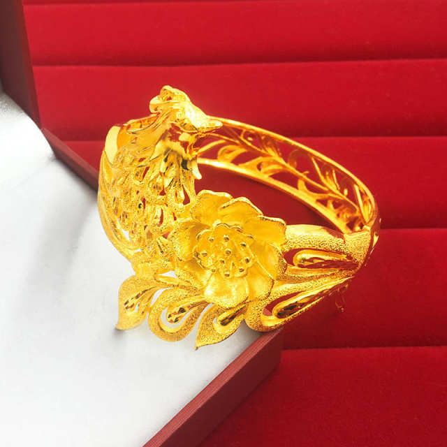 Phoenix Peony Flower Gold Bracelet Bridal Bracelet (Single)