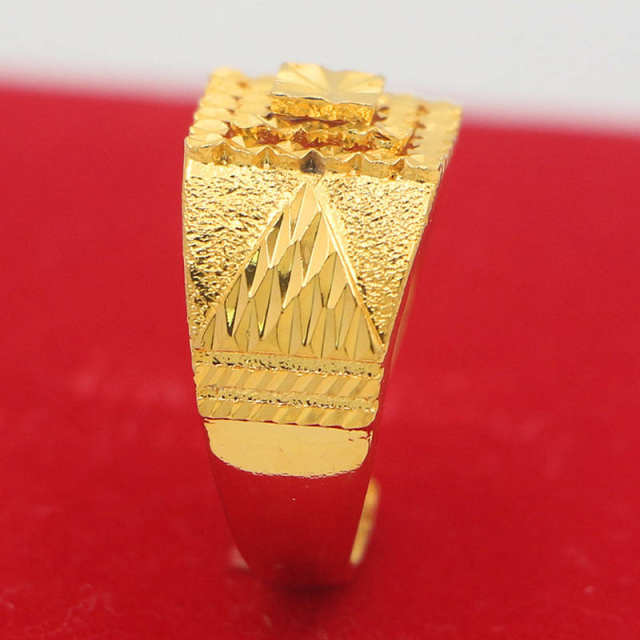 Dominant Men's Open Square Ring 24K Gold Men's Ring Placer Gold Jewelry
