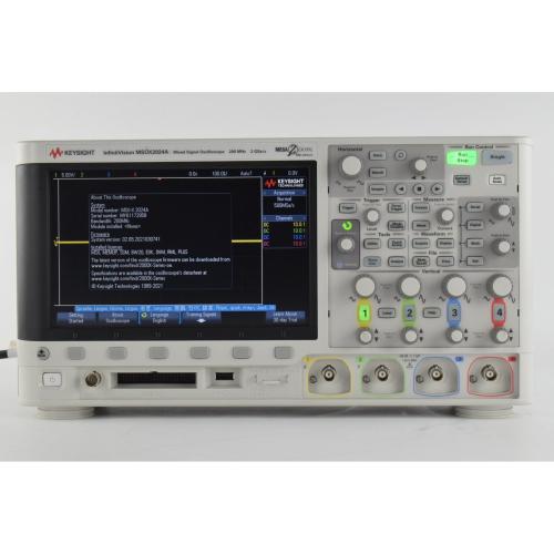 MSOX2024A InfiniiVision 2000 X-Series 200 MHz oscilloscope provides 4 channels plus 8 digital channels, 100 kpts memory, and 50,000 waveforms/sec update rate