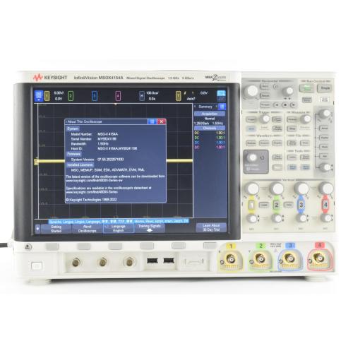 MSOX4154A Mixed Signal Oscilloscope: 1.5 GHz, 4 Plus 16 Digital Channels