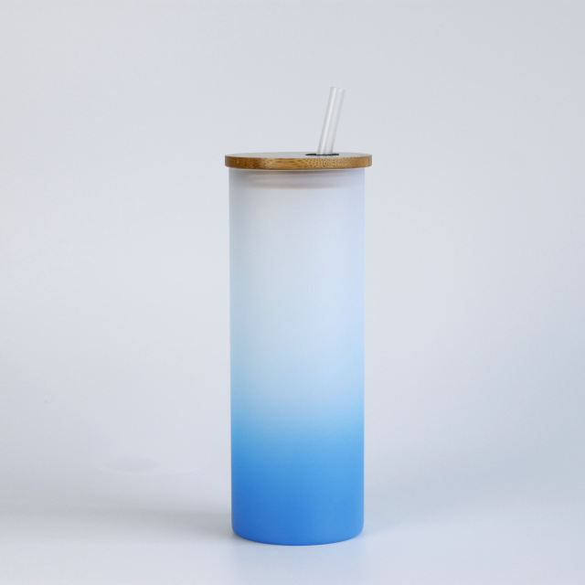 18oz Frosted Glass Tumbler Cup Gradient Color