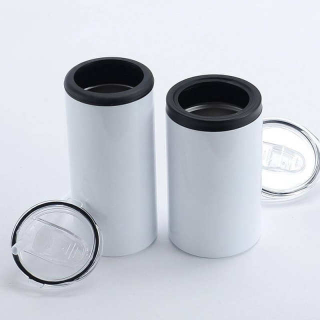 12oz 16oz Stainless Steel Can Cooler With Double Lids