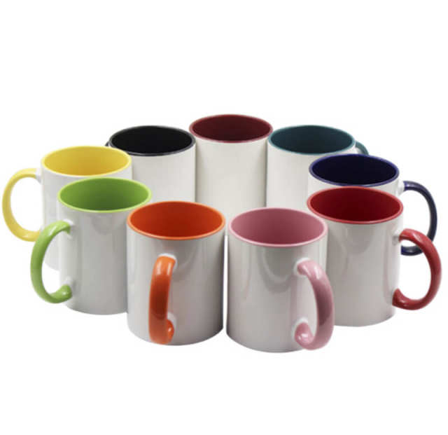 11oz Ceramic Coffee Mug Sublimation Drink Cup Inner and Handle with Color
