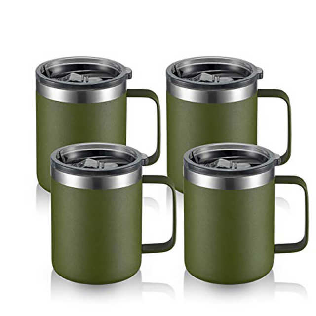 12oz Stainless Steel Travel Tumbler Insulated Coffee Wine Cup Blank Vacuum Coffee Mug with Handle