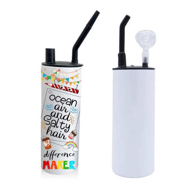 15/20oz Hookah Straight Tumbler Cup Sublimation Blank Stainless Steel Double Wall with Screw Lid