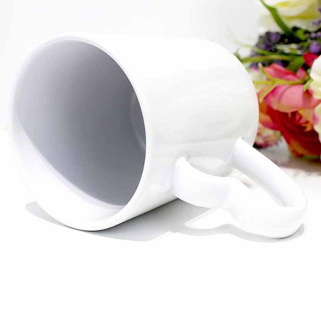 11oz Sublimation Ceramic Coffee Mug with Heart Shape Handle
