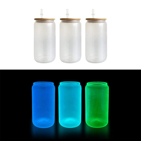 16oz Glow In The Dark Sublimation Glass Can Blanks