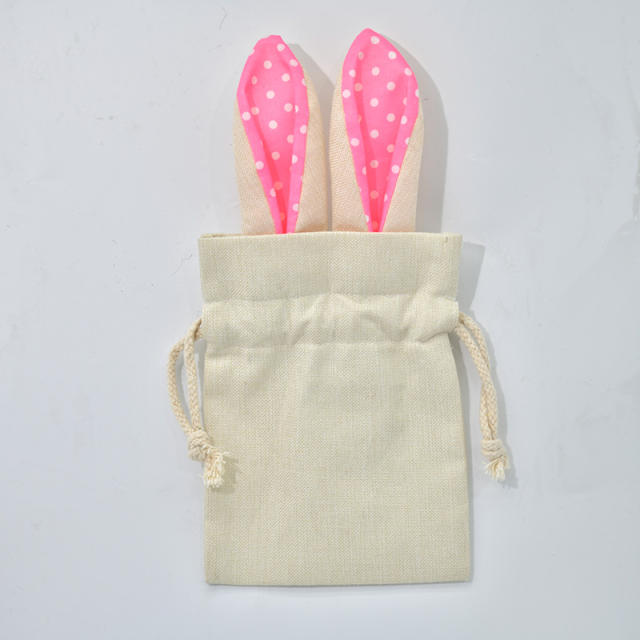 Wholesale Drawstring Easter Bags Linen Bags Blank Sublimation Easter Bunny Bags