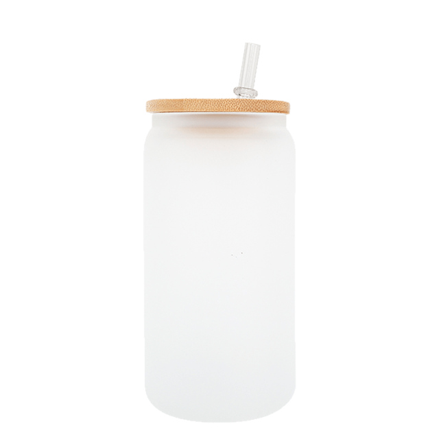 Wholesale Beer Glass Can with Bamboo Lid and Straw Frosted and Clear 12oz 16oz 20oz