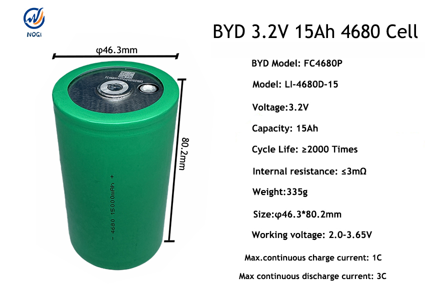 BYD brand new 4680 battery cell 3.2V 15Ah 15000mAh cylindrical lifepo4