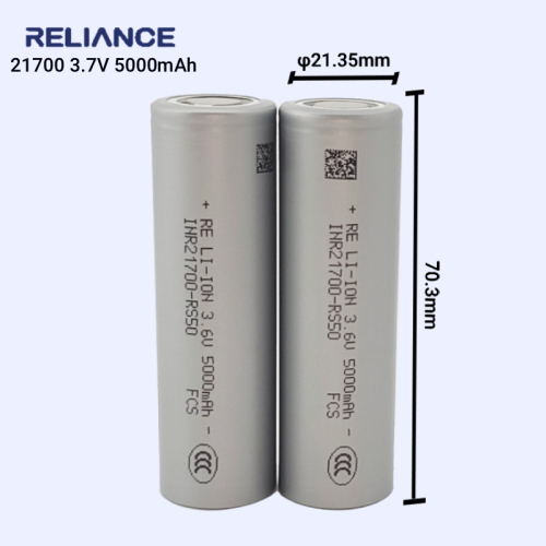 Reliance INR21700-RS50 5000mAh 3.7V 70A Continuous Discharge Current High Drain Cylindrical Li-ion Battery Cell