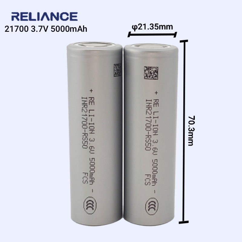 Reliance INR21700-RS50 5000mAh 3.7V 70A Continuous Discharge Current High Drain Cylindrical Li-ion Battery Cell