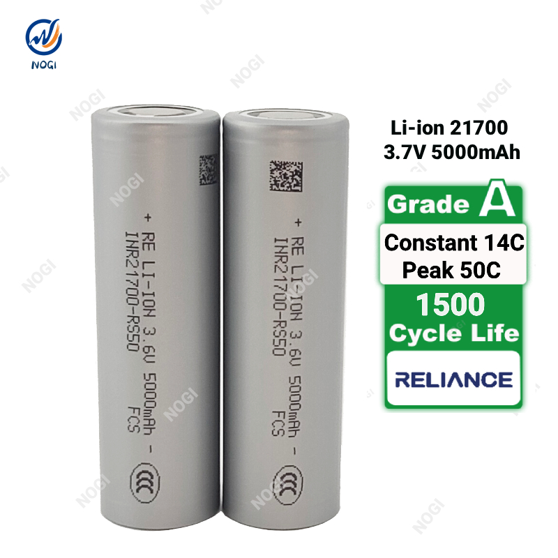 Reliance INR21700-RS50 5000mAh 3.7V 70A Continuous Discharge Current High Drain Cylindrical Li-ion Battery Cell