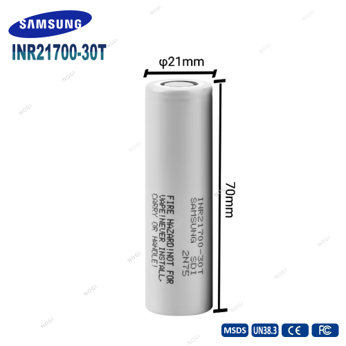 Samsung INR21700-30T 3000mAh 3.7V 21700 Lithium Ion Cell Ultra High 11C Discharge Rechargeable Battery