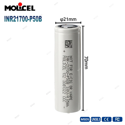 Molicel INR21700-P50B 5000mAh 3.7V High Discharge 21700 Cylindrical Lithium Ion Battery Cell