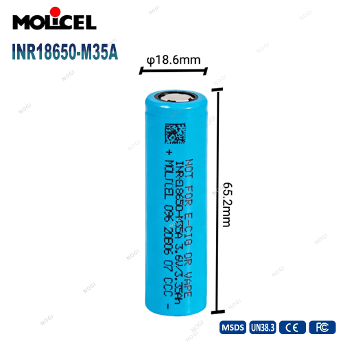 Molicel INR18650-M35A 3500mAh 3.7V 18650 Lithium Ion Cylindrical Battery Cell