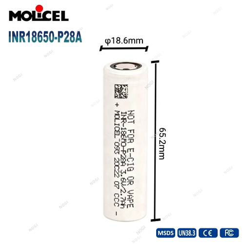 Molicel INR18650-P28A 2800mAh 3.7V High Power 18650 Lithium Ion Cylindrical Battery Cell