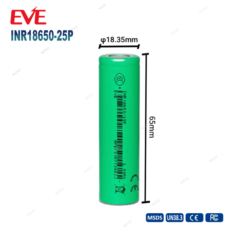 EVE INR18650-25P 18650 Cell 2500mAh 8C High Discharge Lithium Battery for E-Scooter & Power Tools