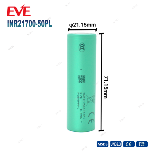 EVE INR21700/50PL Full-Tab 21700 Lithium Cell 3.6V 5000mAh 25C High Continuous Discharge Battery