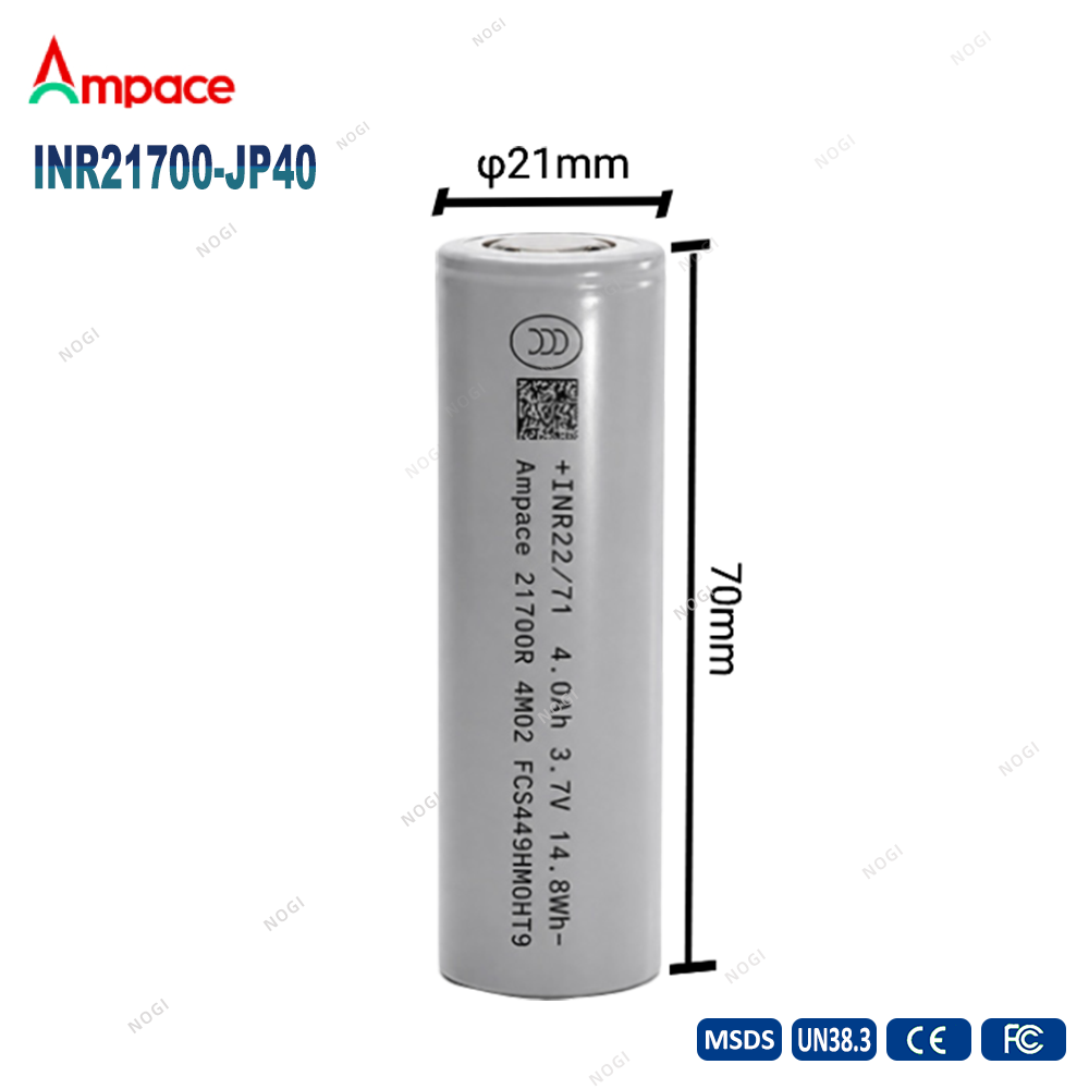 Ampace JP40 4000mAh 15C High Rate 21700 Lithium Battery Cell for RC & Power Tools
