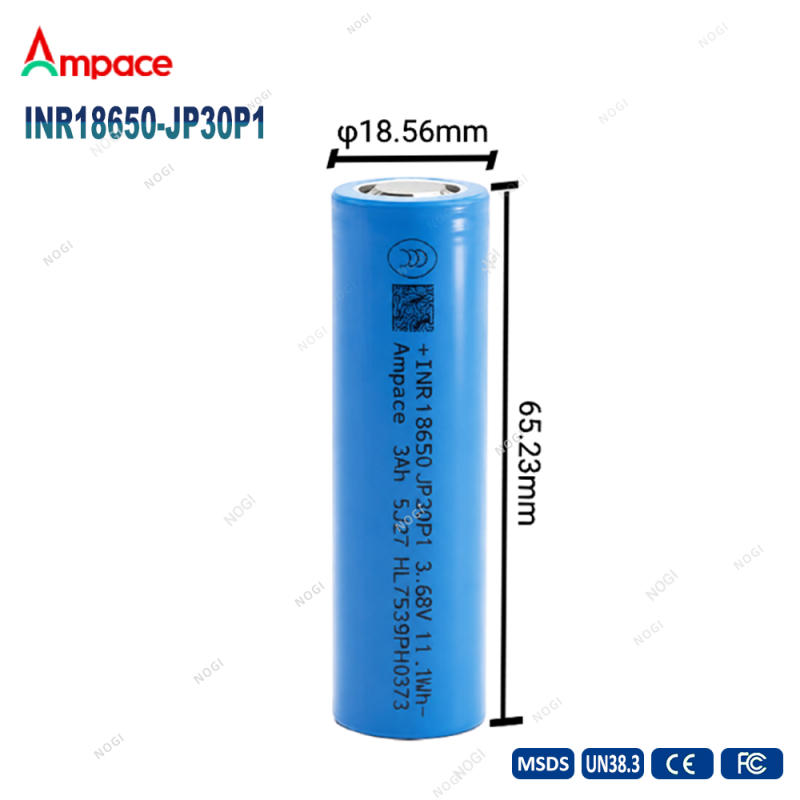Ampace JP30P1 3000mAh 12C High Discharge 18650 Lithium Battery Cell for Power Tools