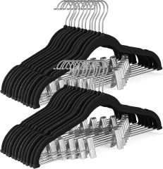 Space saving velvet hangers with clips