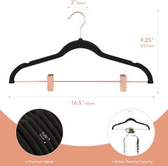 Space saving velvet hangers with clips