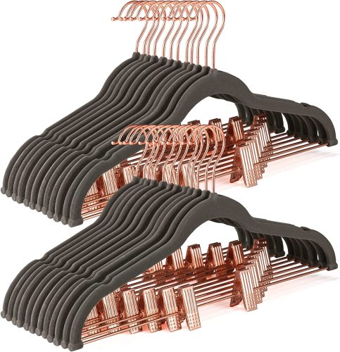 Bulk velvet pant hangers with clips in bulk cheap