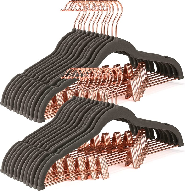 Bulk velvet pant hangers with clips in bulk cheap