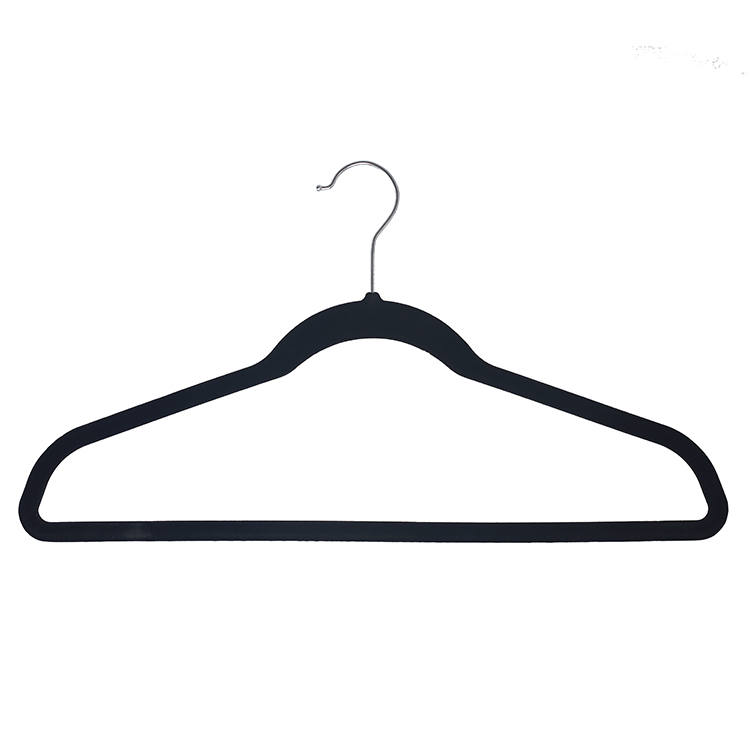Wholeale Black velvet hangers flocked hanger