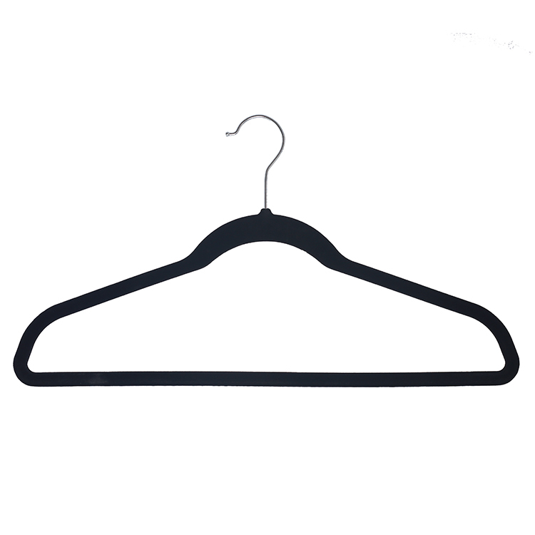 Wholeale Black velvet hangers flocked hanger