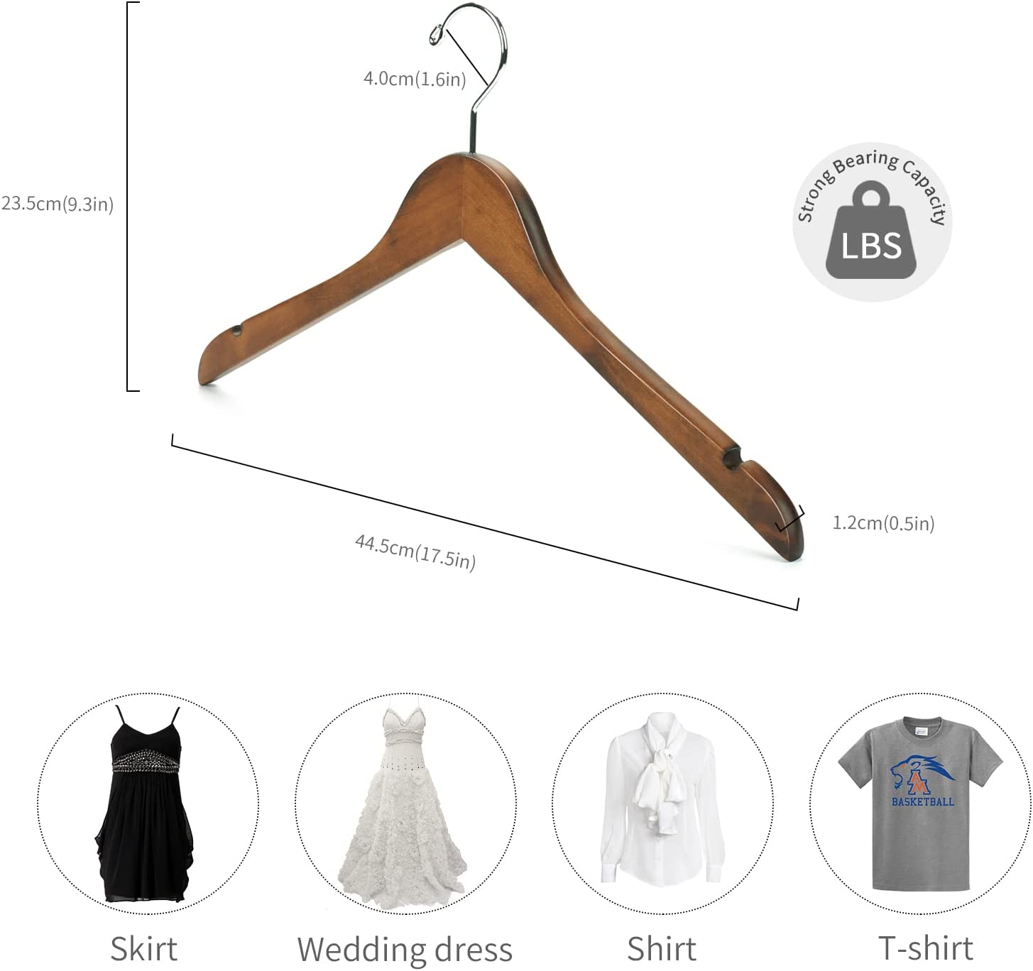 Premium Quality Antique Wood Suit Hangers for Clothes with logo