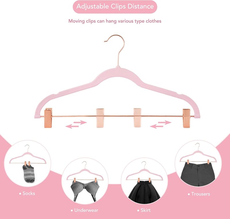 Space saving bulk velvet hangers with clips