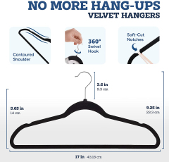 Wholeale Black velvet hangers flocked hanger