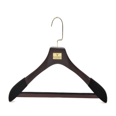 Velvet shoulder custom wood pant coat hangers