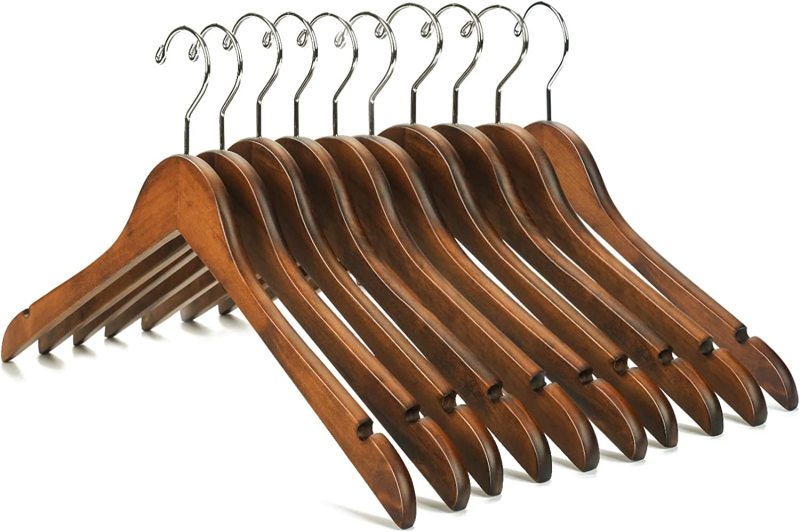 Premium Quality Antique Wood Suit Hangers for Clothes with logo