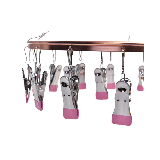 Factory Price Stainless Steel Laundry Drying Rack Sock Bra Clips Hanger with Windproof Hook