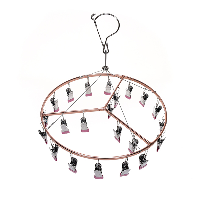 Factory Price Stainless Steel Laundry Drying Rack Sock Bra Clips Hanger with Windproof Hook