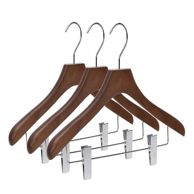 Wooden hanging clips suit pants hangers clamp