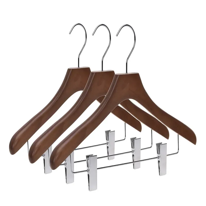 Wooden hanging clips suit pants hangers clamp