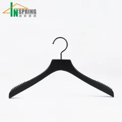 Black wood clothes hanger with anti slilp shoulder